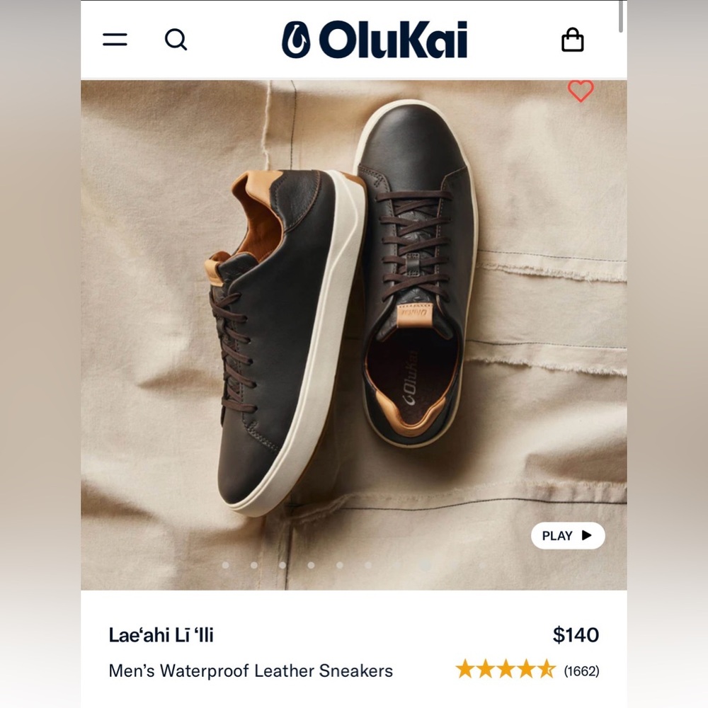 OluKai Waterproof Leather Sneakers